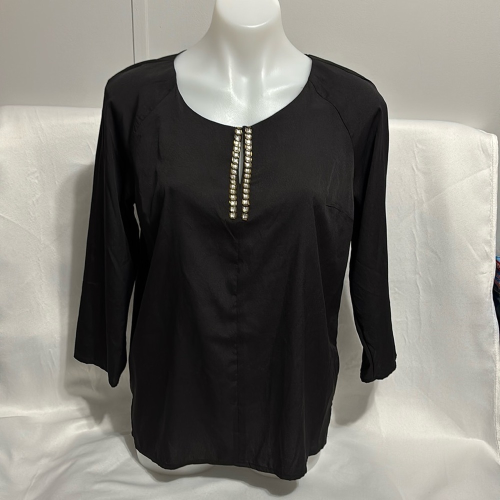 Jaclyn Smith black quarter length sleeve blouse size S